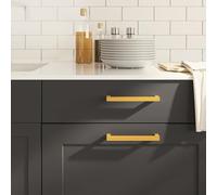 LoogCape Lot de 10 poignées de meuble dorées - 160 mm - En acier inoxydable - Pour cuisine, salle de bain, chambre à coucher, salon, commode, buffet, vitrine