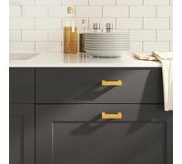 LoogCape Lot de 10 poignées de meuble dorées - 64 mm - En acier inoxydable - Pour cuisine, salle de bain, chambre à coucher, salon, commode, buffet, vitrine, bricolage