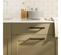 LoogCape Lot de 10 poignées de meuble - Noir - 128 mm - En acier inoxydable - Pour cuisine, salle de bain, chambre à coucher, salon, commode, buffet, vitrine