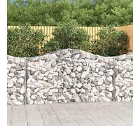 LoogCape Lot de 12 gabions avec arche haute, 200 x 50 x 100/120 cm, fer galvanisé, fil de 3,5 mm, barrière décorative de jardin, pour terrasse, jardin, pare-vent, pierres et gravier