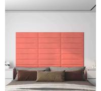 LoogCape Lot de 12 têtes de lit murales en velours, rose, 60 x 15 cm, rectangulaires, rembourrées, montage mural, accessoires de décoration pour chambre à coucher, lit à sommier tapissier, lit double