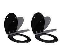 LoogCape Lot de 2 abattants de WC avec système d'abaissement automatique - Noir - En MDF durable et facile d'entretien - Compatible avec toutes les cuvettes de WC courantes - Universel - Amovible
