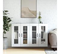 LoogCape Lot de 2 armoires murales en bois blanc avec portes en verre pour salon, salle à manger, couloir et bureau, rangement peu encombrant, armoire polyvalente, buffet, meuble bas, vitrine