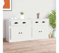 LoogCape Lot de 2 buffets en bois blanc - Meuble de rangement - Buffet haut - Console basse - Vitrine pour salon, salle à manger, couloir, chambre à coucher, cuisine