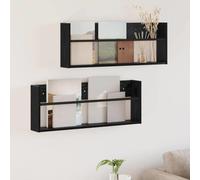 LoogCape Lot de 2 étagères à revues, aspect chêne noir, 80 x 12 x 30 cm, porte-revues mural, pour salon, bureau et salle de bain, avec matériau en bois durable et design peu encombrant
