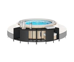 LoogCape Lot de 2 étagères d'extérieur pour jacuzzi, meubles de jardin durables en rotin synthétique avec espace de rangement, design résistant aux intempéries pour piscine, spa, accessoires de