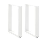 LoogCape Lot de 2 pieds de table à manger en forme de U - Blanc - En acier revêtu par pulvérisation - 60 x 72-73 cm - Avec pieds de nivellement - Support pré-percé - Pour table à manger, bureau