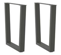 LoogCape Lot de 2 pieds de table à manger en forme de V anthracite, acier revêtu par pulvérisation, hauteur réglable, avec protection de sol, montage pour table à manger, bureau, table basse, bureau
