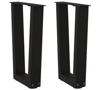 LoogCape Lot de 2 pieds de table basse en forme de V en acier revêtu par pulvérisation - 38 x 42 à 43,3 cm - Avec protection de sol - Réglable en hauteur - Pour table basse, banc, montage à monter