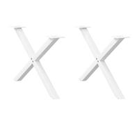 LoogCape Lot de 2 pieds de table basse en forme de X Blanc en acier revêtu par pulvérisation 70 x 42 43 cm Hauteur réglable avec pieds de nivellement Pieds de table pour table basse Cadre de table