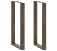 LoogCape Lot de 2 pieds de table de bar en forme de U - Acier naturel - 40 x 100 - 101 cm - Acier revêtu par pulvérisation - Hauteur réglable avec pieds de nivellement - Cadre pour table mange-debout