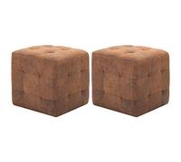LoogCape Lot de 2 poufs - Marron - 30 x 30 x 30 cm - Aspect daim - Pouf rembourré - Pouf cube - Repose-pieds - Décoration pour salon, chambre à coucher, couloir