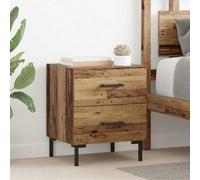 LoogCape Lot de 2 tables de chevet en bois vieilli 40 x 35 x 47,5 cm avec pieds en métal, 4 tiroirs de rangement, table d'appoint pour chambre à coucher et salon