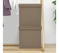 LoogCape Lot de 2 tabourets pliants avec espace de rangement, pliables, peu encombrants, rembourrés, portables, pour cuisine, jardin, balcon, camping, salle à manger, terrasse, fête et invités, marron