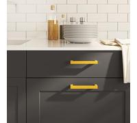 LoogCape Lot de 20 poignées de meuble dorées - 128 mm - En acier inoxydable - Pour cuisine, salle de bain, chambre à coucher, salon, commode, buffet, vitrine