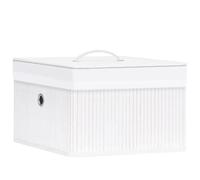 LoogCape Lot de 4 boîtes de rangement en bambou blanc avec poignées et inserts en tissu amovibles pour organiser la maison, étagère, armoire, cuisine, salle de bain, salon, chambre d'enfant, bureau