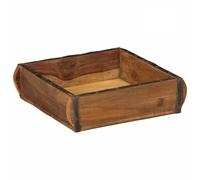 LoogCape Lot de 4 plateaux marron 29 x 31 x 10 cm en bois massif recy urable pour l'intérieur et l'extérieur avec poignées, espace de rangement, protection, pliable, respirant, idéal pour la