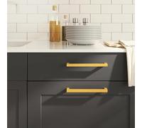 LoogCape Lot de 5 poignées de meuble dorées - 192 mm - En acier inoxydable - Pour cuisine, salle de bain, chambre à coucher, salon, commode, buffet, vitrine