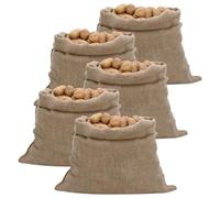 LoogCape Lot de 5 sacs en jute 100 x 110 cm en 100 % jute avec 220 g/m², polyvalents pour le rangement, le transport, la décoration, la protection contre le froid, durable, écologique, facile à ranger