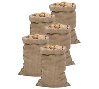 LoogCape Lot de 5 sacs en jute - 60 x 105 cm - 100 % jute - 340 g/m² - Polyvalent - Convient pour le rangement, la décoration, le jardin, le transport et les applications en plein air, durables
