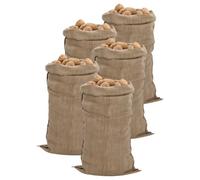 LoogCape Lot de 5 sacs en jute 65 x 135 cm en 100 % jute avec 340 g/m² durables et polyvalents pour la maison, le jardin, le rangement, le transport, la décoration, idéal pour les aliments, les