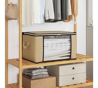 LoogCape Lot de 6 boîtes de rangement avec fenêtre latérale transparente, couleur crème, pliable, peu encombrant, avec poignées et double fermeture éclair, idéale pour armoire, étagère, sous lit