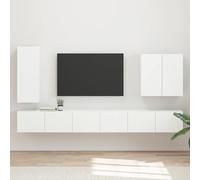 LoogCape Lot de 6 étagères murales pour TV - Blanc - Design mural - Étagère polyvalente avec espace de rangement et portes pivotantes - Peu encombrant - Pour salon, chambre à coucher, coin de jeu et