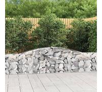 LoogCape Lot de 7 gabions avec arche haute, 400 x 30 x 60/80 cm, fer galvanisé, fil de 3,5 mm, mailles de 5 x 10 cm, pour jardin, terrasse, balcon, décoration et brise-vue