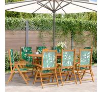 LoogCape Lot de 8 chaises inclinables de Jardin en Bois Massif Vert avec Tissu résistant, Design Pliable pour terrasse Balcon Patio Piscine Veranda Camping, capacité 110 kg