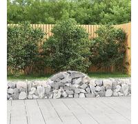 LoogCape Lot de 9 gabions en fer galvanisé - 200 x 30 x 40/60 cm - Fil de 3,5 mm - Mailles de 5 x 10 cm - Barrière de jardin pour terrasse, jardin avant et décoration