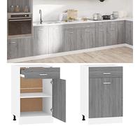 LoogCape Lyon Armoire basse avec tiroir Gris Sonoma 50 x 46 x 81,5 cm Meuble de cuisine, armoire d'appoint multi-usages, espace de rangement pour cuisine, salle à manger, couloir