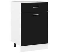 LoogCape Lyon Armoire basse en bois noir 50 x 46 x 81,5 cm avec tiroir, porte et étagère, armoire de cuisine comme meuble de rangement dans la cuisine, la salle à manger et le couloir