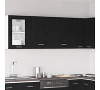 LoogCape Lyon Lot de 2 armoires suspendues aspect chêne noir 50 x 31 x 60 cm, avec étagère, pour cuisine et intérieur, espace de rangement et ordre