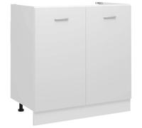 LoogCape Lyon Meuble sous évier - Blanc - 80 x 46 x 81,5 cm - En bois - Armoire de cuisine avec porte, espace de rangement, étagère, convient comme armoire d'appoint pour plan de travail et cuisine