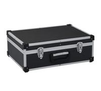LoogCape Mallette à outils 46 x 33 x 16 cm en aluminium noir avec 6 compartiments et 17 poches, organiseur robuste pour atelier, garage, chantier, maison, verrouillable, portable, idéal pour les