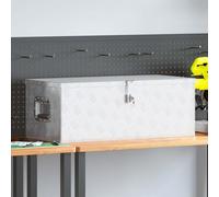 LoogCape Mallette à outils robuste en aluminium - 80 x 39 x 30 cm - Argenté - Avec fermeture et poignée - Pour atelier, garage, maison de construction, maison et artisans professionnels, empilable