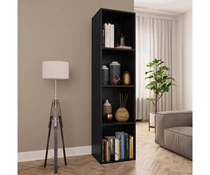 LoogCape Meuble bibliothèque Blanc 36x30x143 cm en Bois d'ingénierie avec 4 Compartiments Meuble TV Polyvalent pour Salon Chambre Bureau Rangement Livres DVD décoration