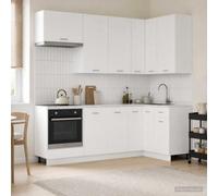 LoogCape Meuble de cuisine Lyon 8 pièces en bois blanc 155,07 kg avec pieds réglables, fixation murale, intérieur cuisine, espace de rangement pour tiroir, porte, étagère