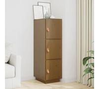 LoogCape Meuble haut de qualité supérieure en pin massif marron miel 34 x 40 x 108,5 cm avec espace de rangement, 3 portes, charme rustique, buffet idéal pour salon, salle à manger, couloir, bureau et