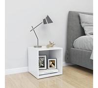 LoogCape Meuble TV Blanc 37x35x37 cm en Bois d’ingénierie avec Espace de Rangement, Support Mural, Design Moderne pour Salon, séjour ou Chambre, idéal pour écran et Accessoires