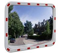 LoogCape Miroir de circulation convexe carré 40 × 80 cm avec réflecteurs, dispositif de visualisation résistant aux intempéries pour croisement, routes étroites, virages tranchants, haute sécurité