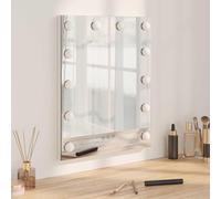 LoogCape Miroir de maquillage LED blanc 44 x 10 x 53 cm verre acier avec éclairage à intensité variable, contrôle tactile, montage mural ou sur table, USB, antibuée, grossissant, idéal pour les soins