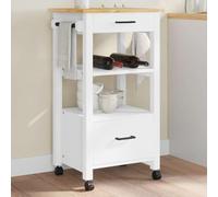 LoogCape Monza Chariot de cuisine 48 x 40 x 88,5 cm en pin massif avec espace de rangement, 2 tiroirs, 4 roues, polyvalent pour cuisine, salon, salle de bain, bureau, design rustique