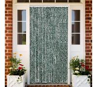LoogCape Moustiquaire en chenille - Vert et blanc - 118 x 220 cm - Pour fenêtre, porte, balcon, terrasse - Moustiquaire avec bande et crochets