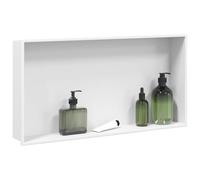 LoogCape Niche de douche blanc mat - 62 x 32 x 9 cm - En acier inoxydable - Montage mural - Durable - Imperméable - Convient pour salle de bain et cuisine - Utilisation polyvalente - Construction
