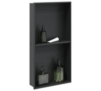 LoogCape Niche de douche en acier inoxydable 32 x 62 x 9 cm noir mat pour salle de bain et douche, montage mural, durable, résistant à la corrosion, avec beaucoup d'espace de rangement, convient pour