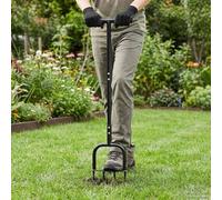 LoogCape Outil aérateur de pelouse noir 95 x 27 cm en plastique pour jardinage, aération, assouplissement, entretien du sol, composteur, plate-bande surélevée, durable, montage facile, extérieur