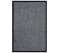 LoogCape Paillasson anti-salissures, gris rayé, 80 x 120 cm, surface en feutre aiguilleté, dos en vinyle antidérapant, lavable, absorbant, pour couloir, entrée, balcon, terrasse