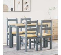 LoogCape PANAMA Ensemble de salle à manger 5 pièces en bois massif de pin gris avec table à manger extensible et chaises rembourrées Idéal pour la cuisine et la salle à manger