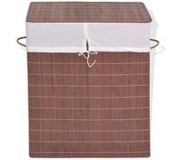 LoogCape Panier à linge rectangulaire en bambou marron avec poignée et insert en tissu amovible pour chambre à coucher, salle de bain, buanderie, étroit et peu encombrant, idéal comme panier à linge